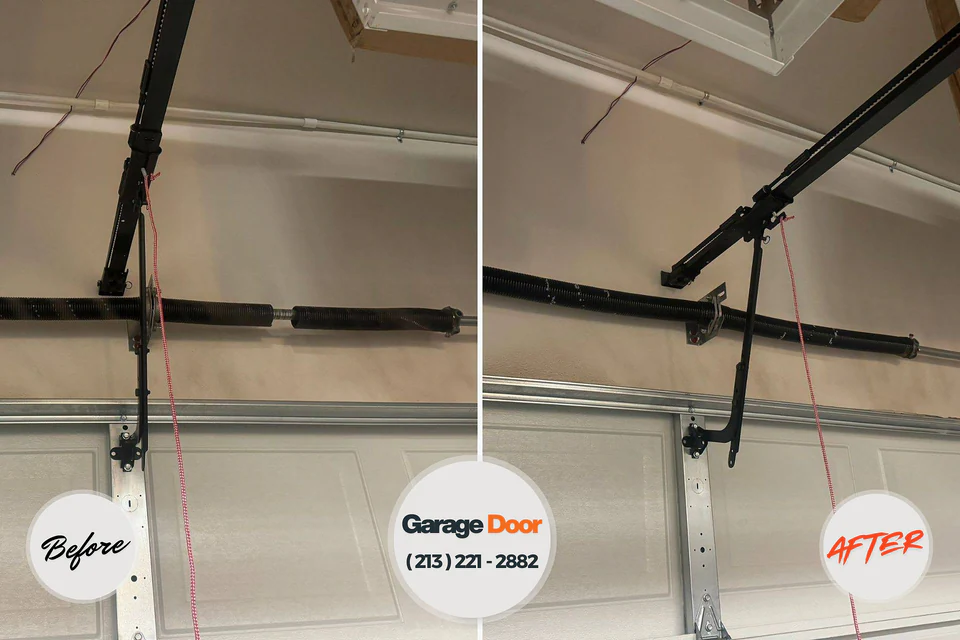 Before and after: garage door repair Buies Creek, NC